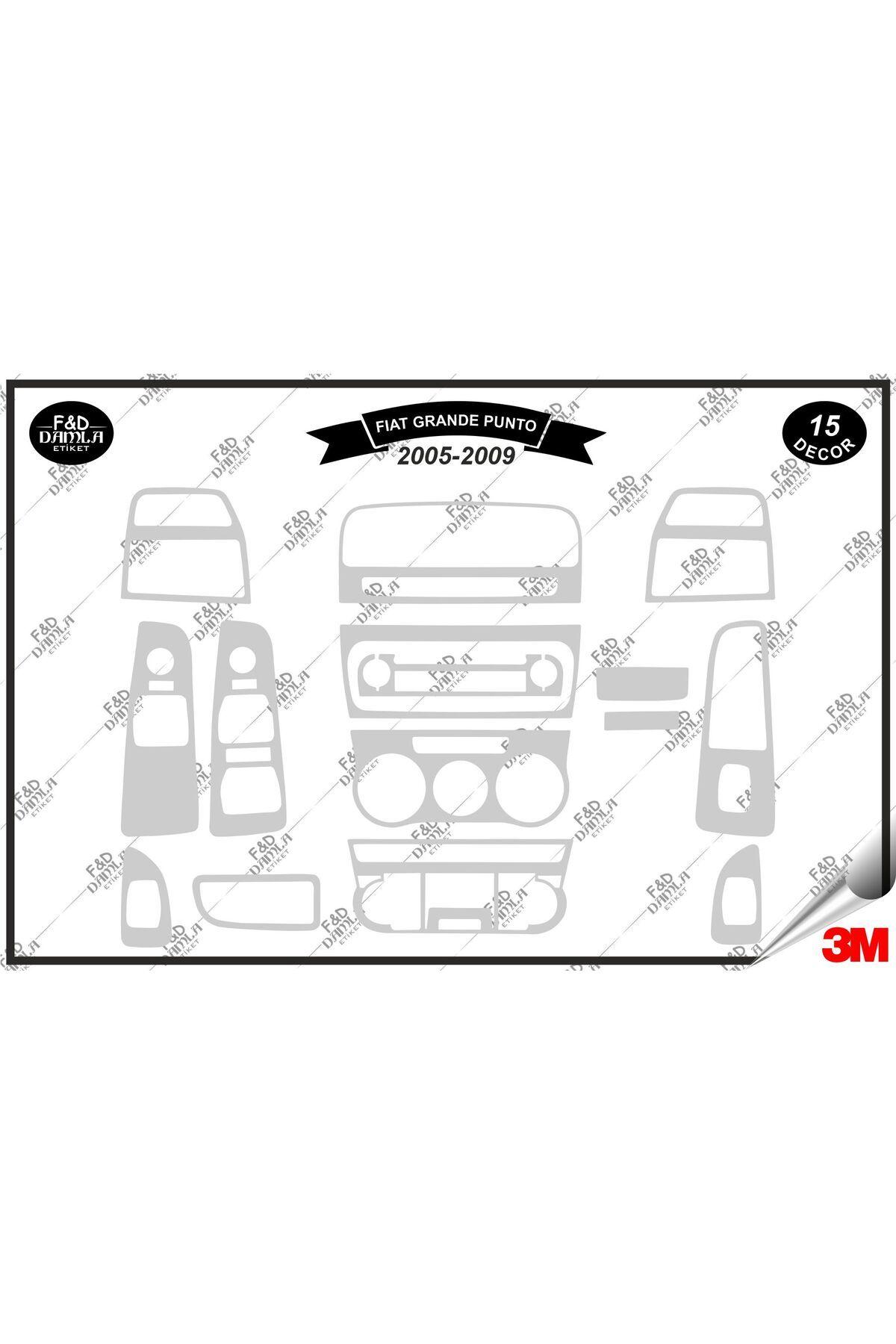 

Fiat Grand Punto 2005-2009 Torpido Konsol Trim Göğüs Maun Kaplama Set 15 Parça Gümüş