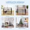 8-Section Folding Dog Safety Gate, Self-Locking and Locking System, Black