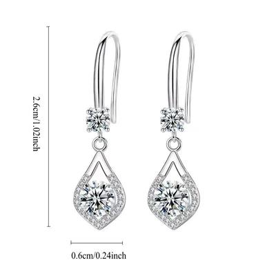 S925 Sterling Silver 1-2 Carat Moissanite Water Drop Earrings High-End Design Cute Casual Decoration For Girlfriend
