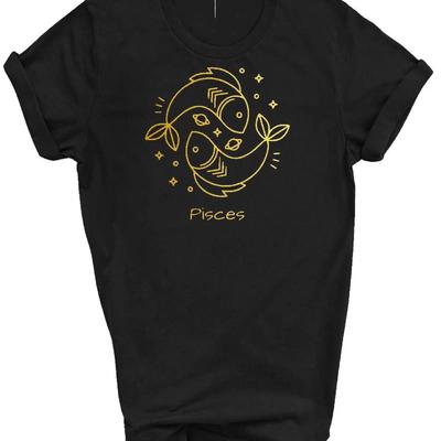 Pisces T Shirt Zodiac Star Sign Astrology Vintage Washed Streetwear Stretched Slightly Stylish Soft Comfortable Fashion