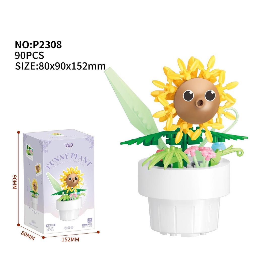 Kytice z květin Bonsai Stavebnice Umělý Plast Rostlinný Prachový Kryt Mikromodel Domácí Dekorace Hračka Pro dítě Dárek k narozeninám