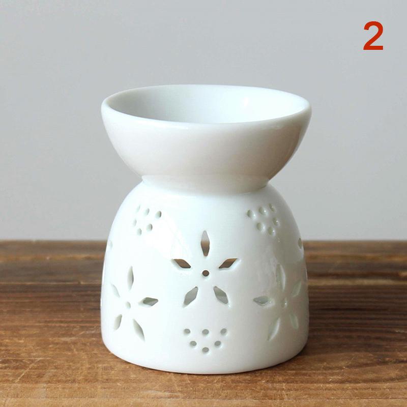 Bruciatore di aromi artigianale in ceramica fatto a mano con motivo a fiori cavi, bruciatore di oli essenziali, lampada a candela, molti stili, artigianato per ufficio e casa, decorazione