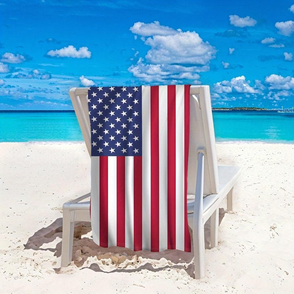 Patriotyczny Amerykański Flaga Ręcznik Plażowy z Mikrofibry, Super Chłonny Szybkoschnący na Basen Plaże Outdoor Pływanie