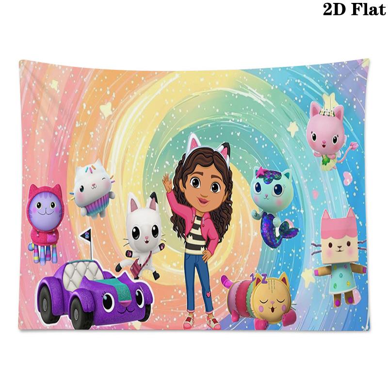 Gabby Dollhouse Wall Tapestry Aesthetic Wall Hanging Printed Fabric Blanket Decorative Tapestries for Bedroom Living Room Home Decor