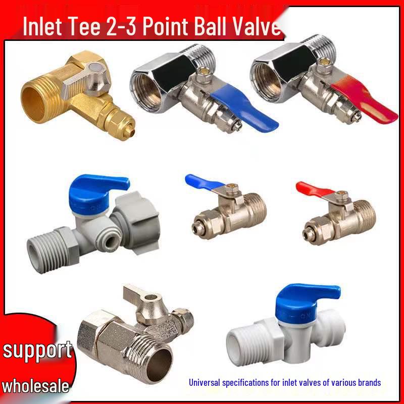 All-Copper Inlet Tee Ball Valve for Pure Water Machine (4-Point, 2-Point, 3-Point)