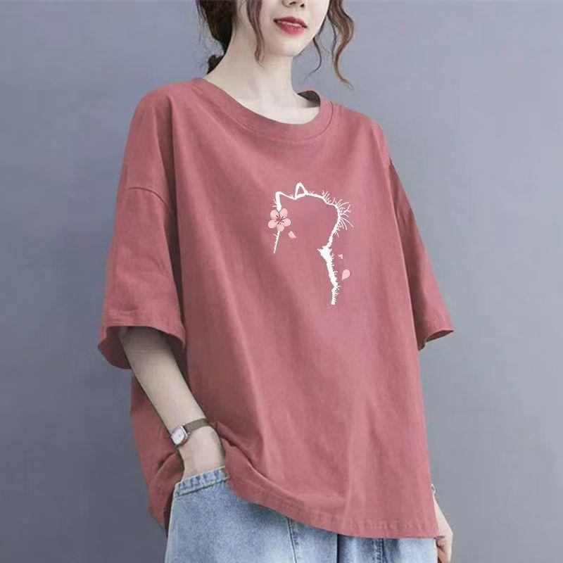 Summer Women Cotton Short-sleeved T-shirt Women Loose Tops