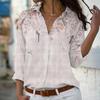 Spring Summer Floral Print Blouse Women Long Sleeve Lapel Loose Shirt Plus Size Top Button Up
