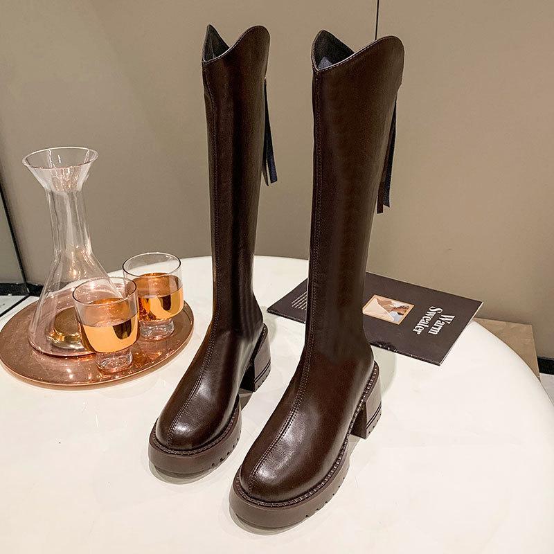 Small thick-soled boots women's autumn new models, but knee-high knight boots long boots women's autumn and winter boots
