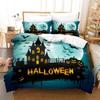 Halloween Cartoon Pumpkin Lantern Castle Bat Comfortable Duvet Quilt Cover Pillowcase Bedding Set Children Bedroom Decoration
