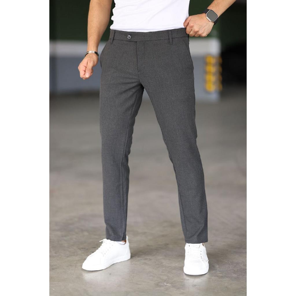 Men's Cream Color Italian Cut Quality Flexible Lycra Ankle Length Fabric Trousers