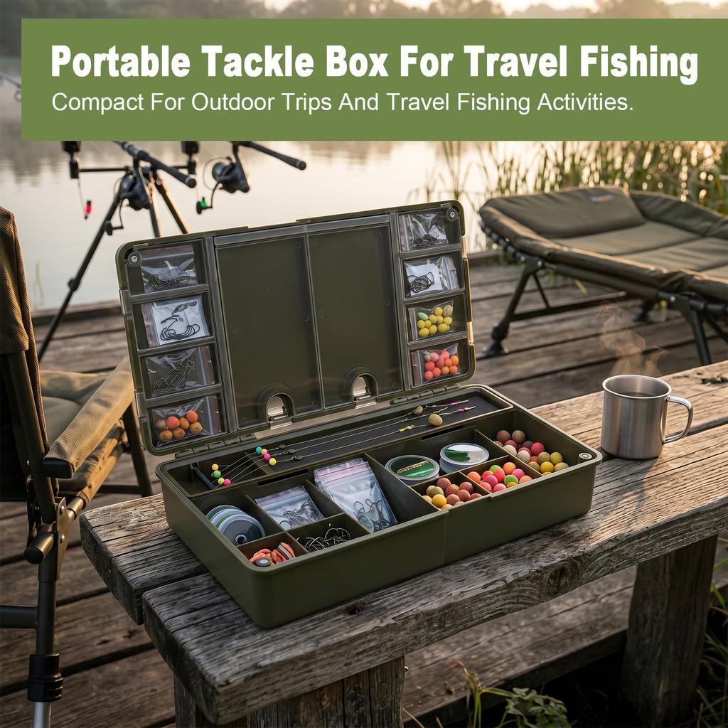 Carp Fishing Tackle Box Bait Storage Box Compact Design for Fishing Accessories Hooks and Lines European Style Rig