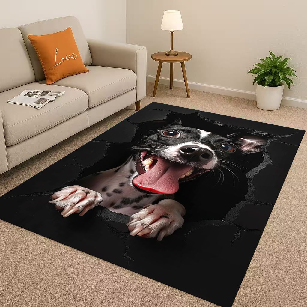27 Stil Durchbrechende Wand 3D-Illusion Hund Welpe Wohnzimmer Rutschfester Teppich für Schlafzimmer Spielzimmer Sofa, Heimdekoration Fußmatte