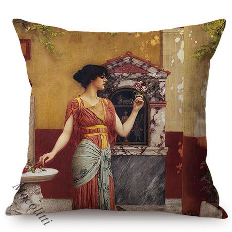 Woman In Love Vintage Oil Painting Art Pillow Case Beautiful Girl Reading Love Letter Sofa Decorative Cushion Cover Cojines