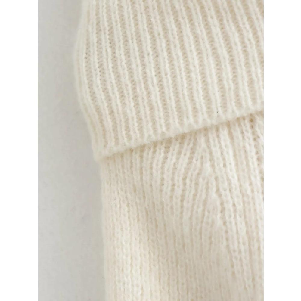 Women Fashion Solid Off Shoulder Sweater Long Sleeve Knitted Pullover Sweater Autumn and Winter Female Casual Knitwear Chic Top