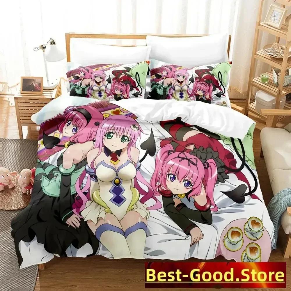 New To Love Ru Bedding Set Duvet Cover Sheet Printed Bed Set Pillowcase Bed Full Queen King Size Comforter Bedroom