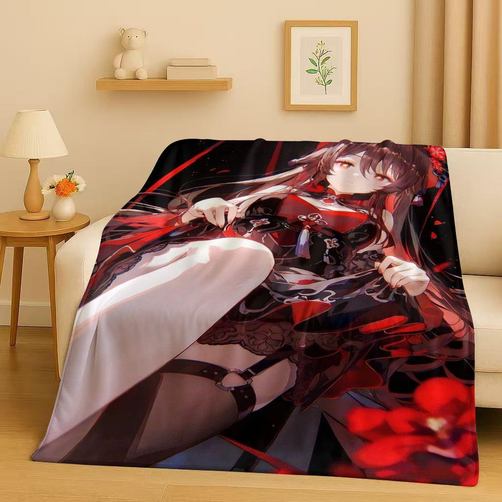 3D Genshin Impact Game Cartoon Flannel Blanket,Ultra Soft Warm Plush Throw for Home Bedroom Bed Sofa Cover Picnic Girl Gift