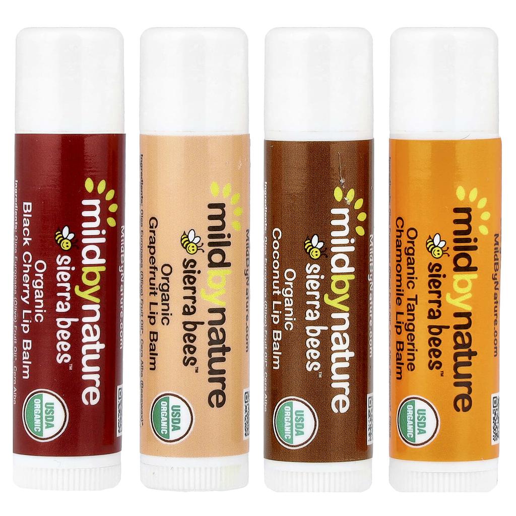 Mild By Nature, Sierra Bees™, Organic Lip Balm, Variety Pack, 4 Pack, 4.25 g (0.15 oz) Each