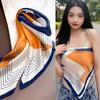 Luxury White Silk Hair Square Scarf Women Satin Neck Tie Hand Wrist Foulard Summer Print Shawl Wraps Head Kerchief Hijab Bandana