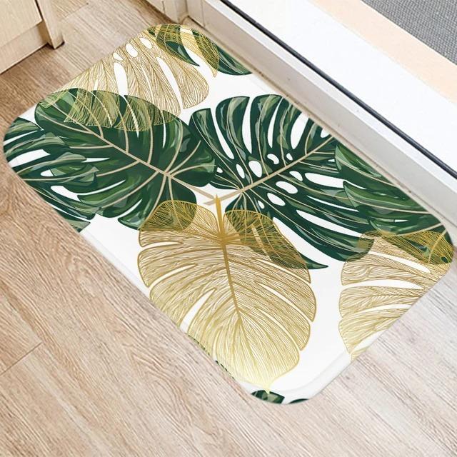 Tropical Plants Leaf Mat Kitchen Rugs Anti-slip Home Hallway Bedroom Entrance Carpets Washable Bathroom Porch Decorative Doormat