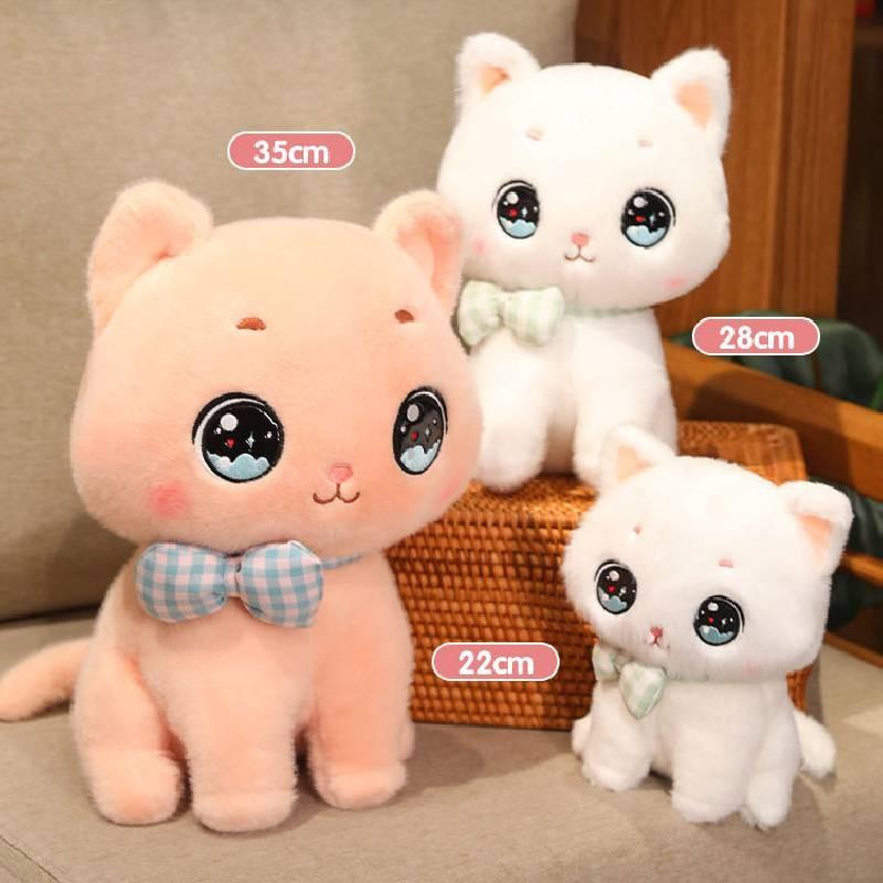 Wearing Cat Bow Stuffed Toy Cute Cartoon Children Birthday Holiday Doll Gift