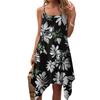 Women's Summer Casual Vintage Floral Print Round Neck Adjustable Suspender Dress With Pockets