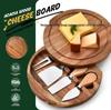 Acacia Wood Round Cheese Board & Knife Set