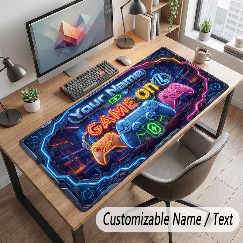 City Cyberpunk Theme Customized Mouse Pad Personalized Print Name Text Desk Mat For Home Office Table Decor