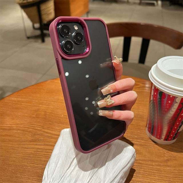 Husă transparentă de lux rezistentă la șocuri pentru Iphone 14 13 12 11 Pro Max X Xr Xs Protectie metalică pentru aparate foto Candy Cadru moale Husă transparentă