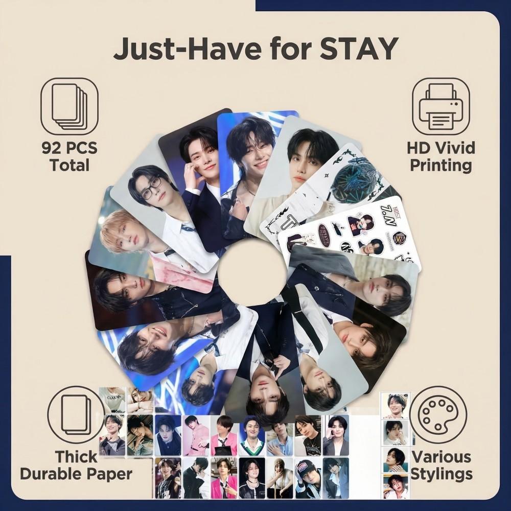 92PCS Hot Kpop Idol Stray Kids Collectible Cards Sticker High Definition Photo Postcards Card Fans Support Gifts L.N LOMO Kid Friendly Entertaining