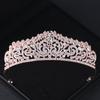 Rose Gold Crystal Bridal Tiaras and Crowns for Women Bride Rhinestone Prom Diadem Headband Bridal Wedding Hair Accessories Crown