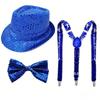 Performance Sequined Hat Solid Color Suspenders Fashion Performance Props Set  Christmas