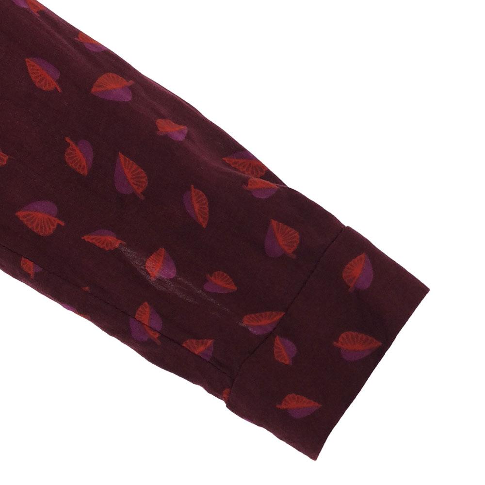 Karen Walker Leaf Pattern Long Sleeve Knee-length Dress 2 Red Series Women Used