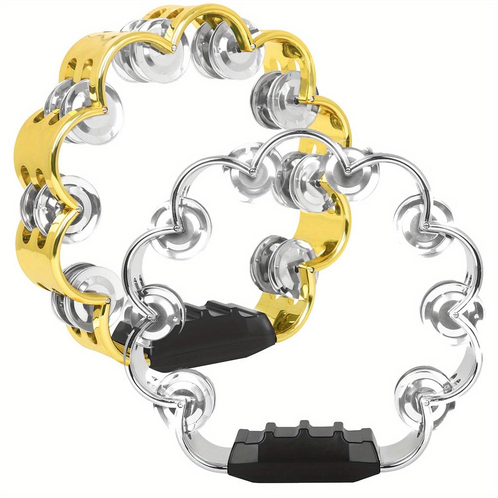 Adult Plated Metal Abs Tambourine Music Rhythm Instrument Handheld Percussion Drum Party Church Wedding Performance Concert