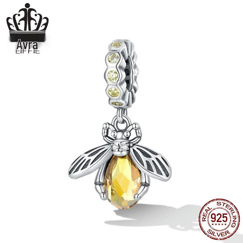 Sterling Silver S925 Bi Hänge Armband med Bikaksmönster Zirkon Accenter