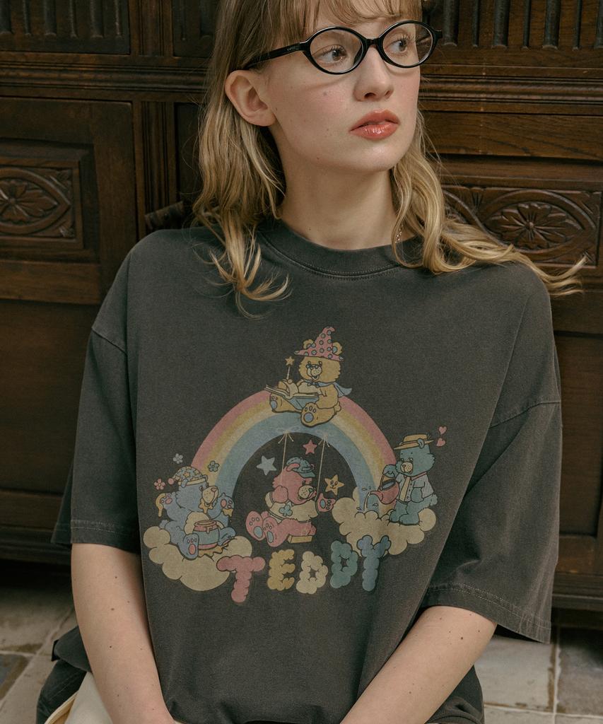 CPGN STUDIO Rain Teddy Pigment Short Sleeve T-Shirt Smoke Black