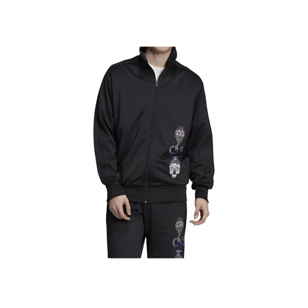 Adidas Originals Trefoil Gallery Fb Trainingsjacke Abstraktes Gemälde Stehkragenjacke Herren Oberteile Schwarz ED9358