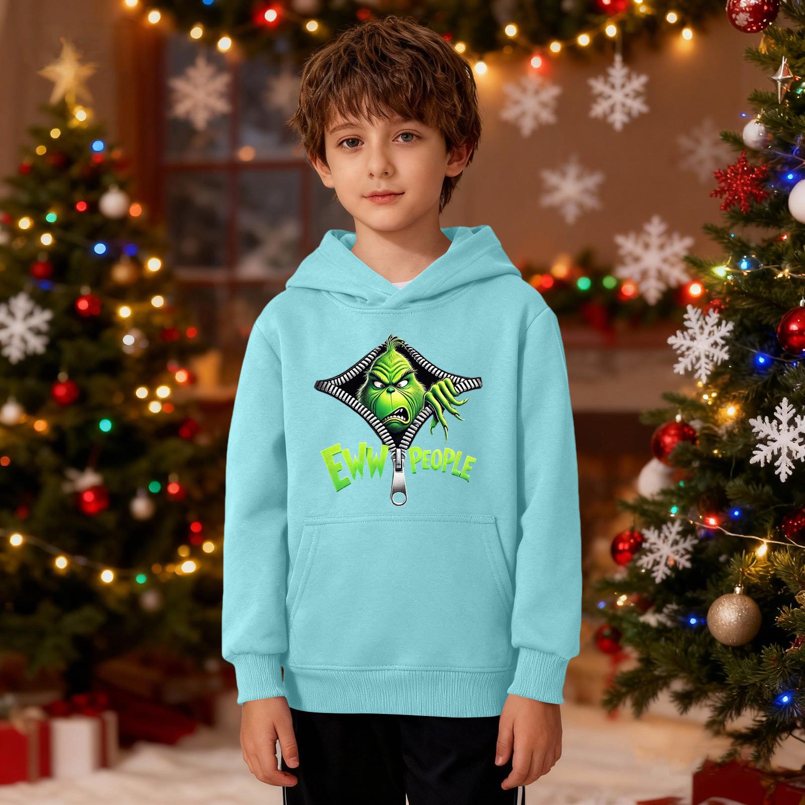 

Рождественский свитшот для мальчиков и девочек, уродливая рождественская футболка, свитшот с круглым вырезом, для малышей, с длинным рукавом, пуловер, наряд, топы 160 синий