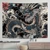2D Oriental Dragon Wave Tapestry Black Background Home Background Cloth