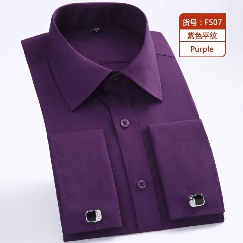 2026 New Men's Long Sleeve Shirt High Quality Tuxedo Standing Collar Wedding Dress Shirt Men's White French Cufflink Shirt