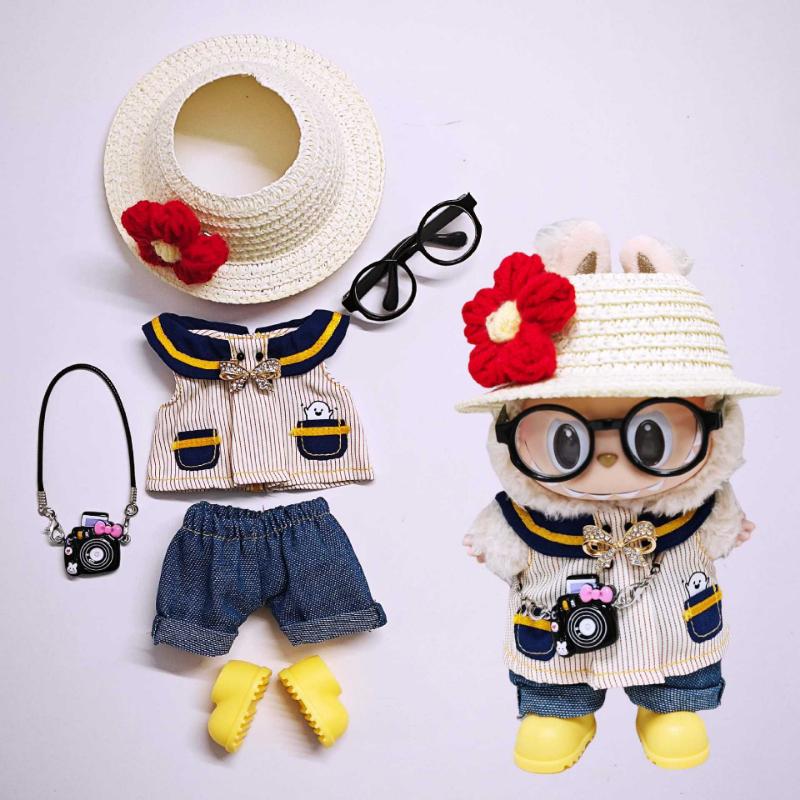 

Юбка Лабубу Соломенная шляпа Туфли Костюм Мода Лабубу Милая детская одежда Baby clothes only, excluding dolls