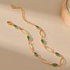 Drop Hollow Chain Bracelet Emerald Cut Glass Chain Anklet for Daily Wear