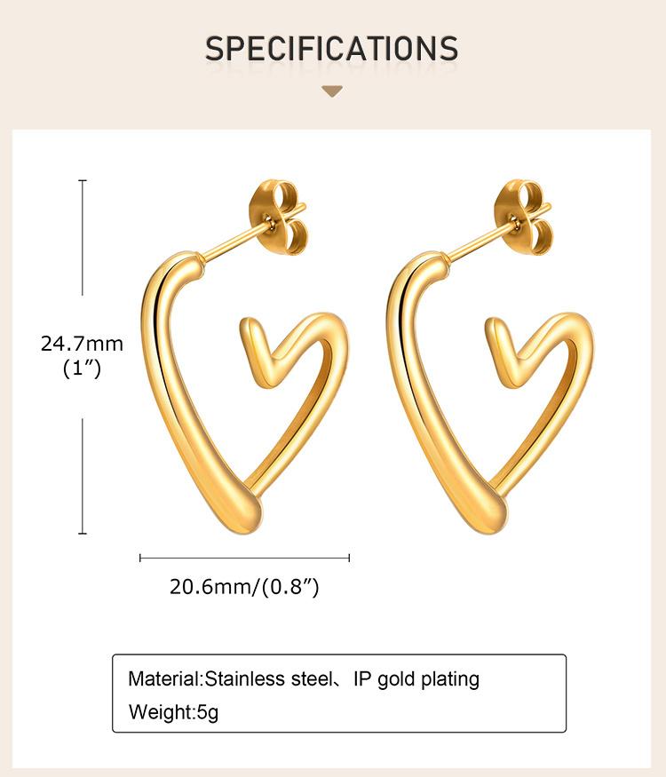 Chic Heart Earring, Stainless Steel Hoop Earring for Women Girls Hypoallergenic Jewelry