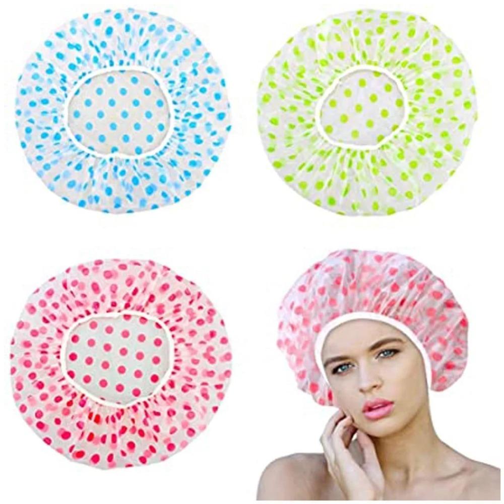 Disposable Shower Caps, 100 Pack Clear Plastic Waterproof Hair Covers for Spa Salon Travel, Elastic Bath Caps for Women Men
