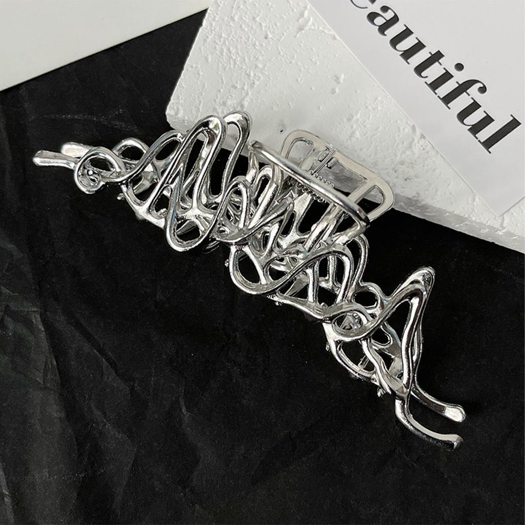 Silver Metal Dopamine Hairpin Female Cold Wind Grab Clip Rhinestone Star Hairpin Hairpin Bangs Clip