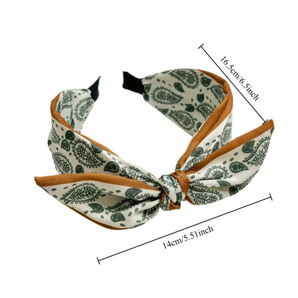 Retro Bohemian Bandanna Bow Rabbit Ear Headband for Women Floral Paisley Wide Hoop Turban Hair Band Hair Styling Accessories