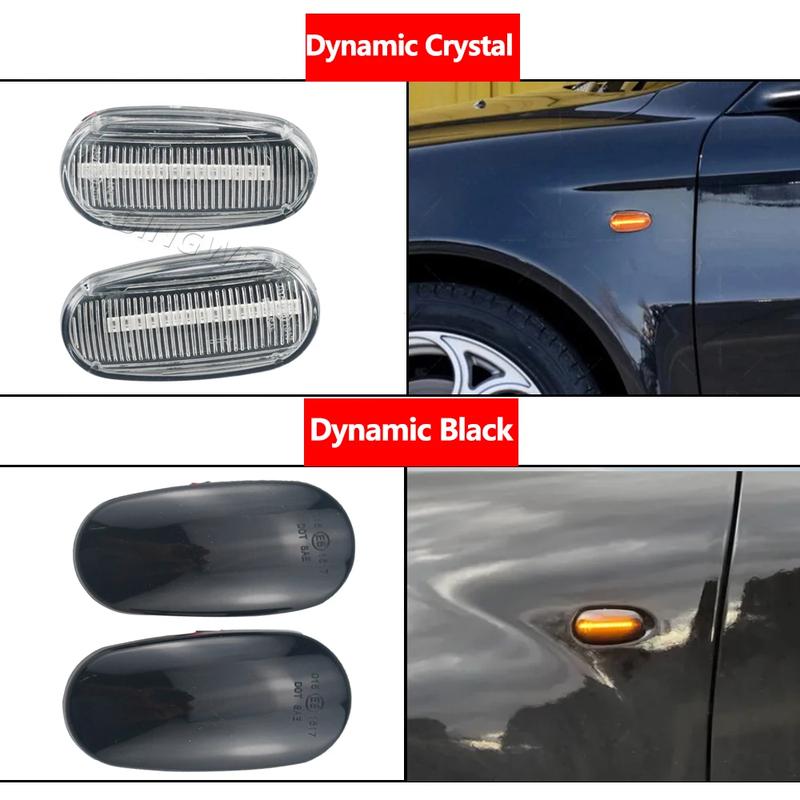2Pcs Dynamic LED Side Marker Lights Sequential Turn Signal Flashing Blinker Lamp For Fiat Bravo II Hatchback (198) 2007-2014