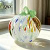 Fall Season Decoration Mini Hand Blown Glass Pumpkin Ornament, Collectible Thanksgiving Halloween Transparent Figurine Faux Crystal Hanging for Fall,