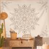 Bohemian Tapestry Wall Hanging, Beige Pink Floral Tapestry with Wild Flower Medallion Print Bedroom Boho Home Decor, Whit