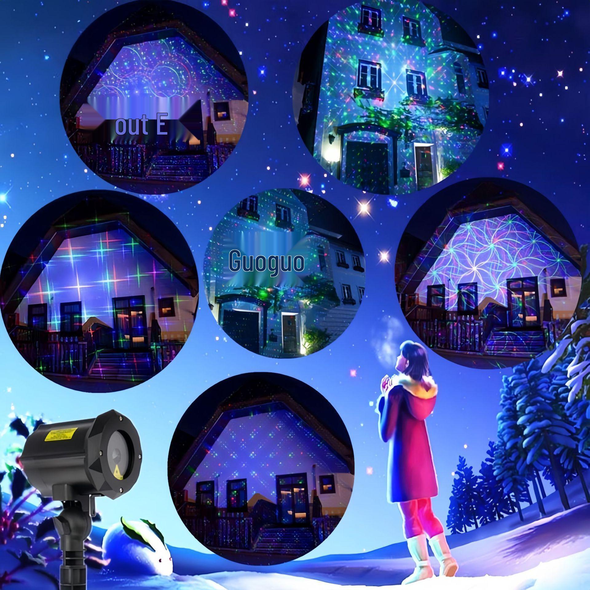 Cross-Border RGB Patterned Firefly Laser Light for Garden & Lawn Atmosphere 12V 2A