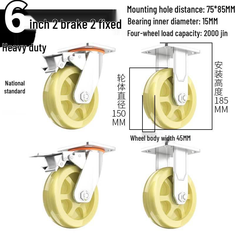 Heavy-Duty Swivel Casters with Brakes for Carts & Hand Trucks - Available In 3, 4, and 5 Inches
